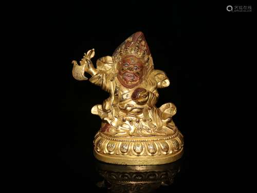 A Chinese Bronze Gilding Statue of Devaraja