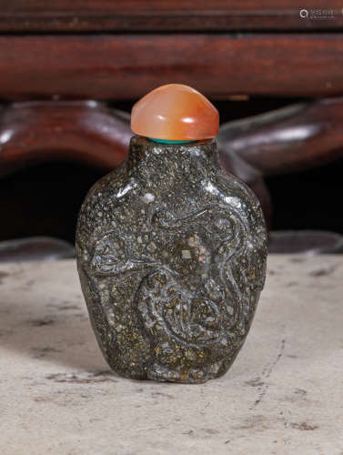 Chinese carved fossil stone Snuff Bottle