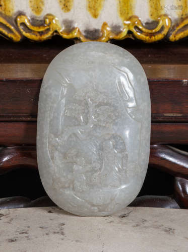18th Chinese Antique white jade plaque