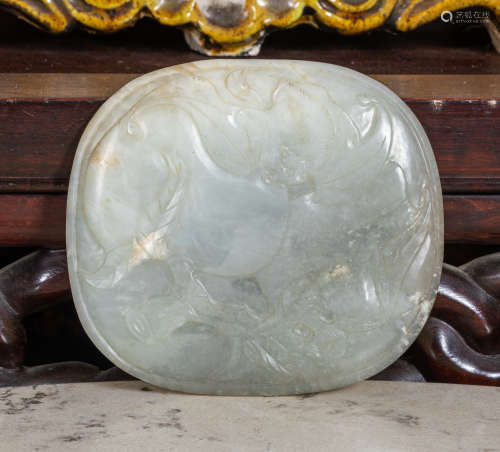 Chinese Antique Ming dynasty translucent jade plaque