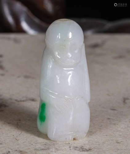 Chinese Antique jade jadeite monkey shape cigarette holder