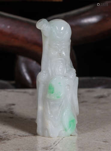 Chinese Antique jade jadeite Shoulao shape cigarette holder