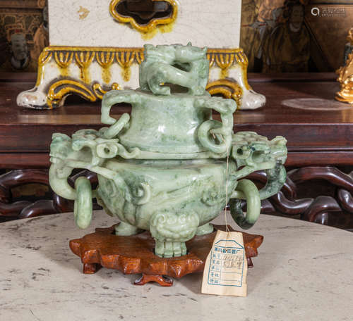 Chinese carved jade censer