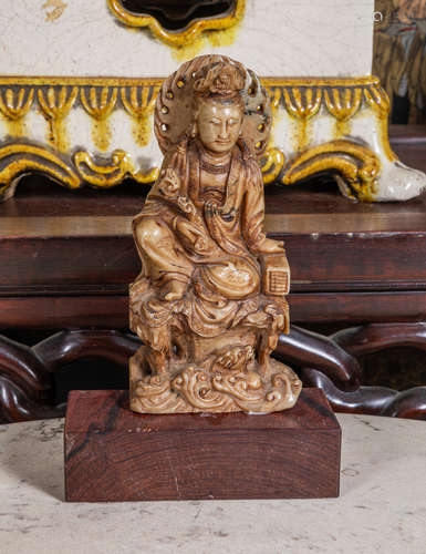 Chinese vintage carved shoushan stone Kuanyin