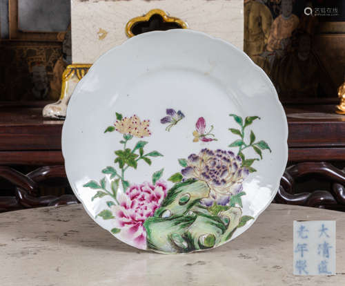 19th Chinese Antique rose famille plate