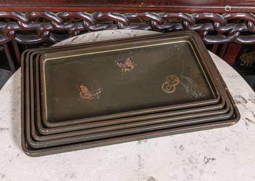 Set of Chinese Antique lacquer tray