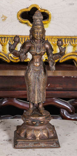 Indian antique bronze buddha, 1880-1930