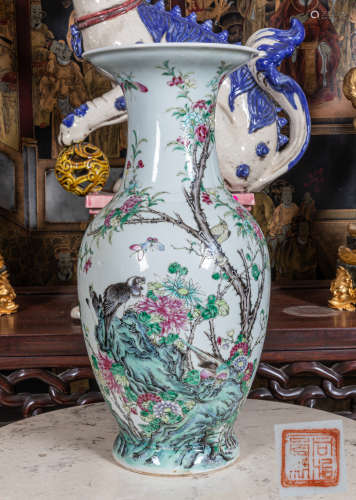 Repaired large Chinese Antique rose famille Porcelain vase