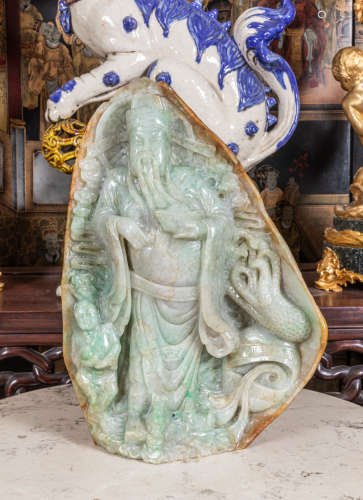 Large Chinese export jade jadeite stone figure