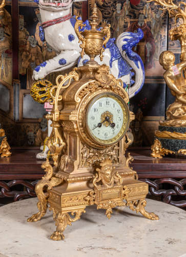 French Style gilt bronze clock