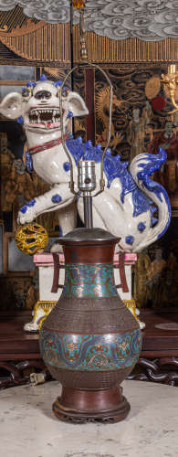 Japanese antique cloisonné lamp