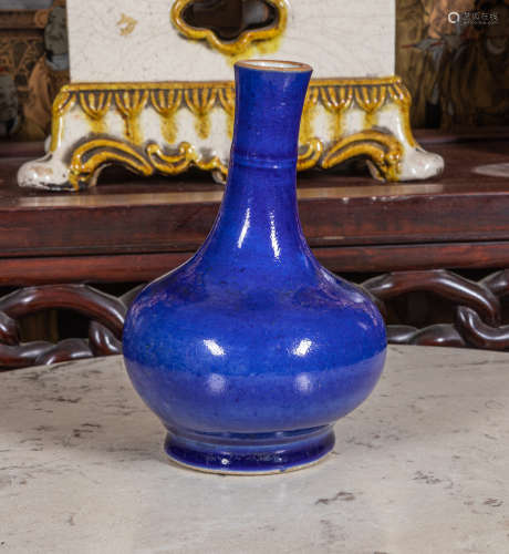 18-19th Chinese Antique blue glazed Porcelain vase