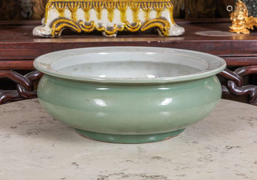 Large Chinese export celadon brush washer