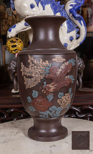 Large Chinese Yixin Zisha vase