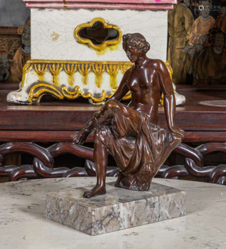 Vintage bronze figure on marble stand