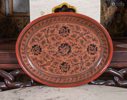 Thai vintage lacquer dish