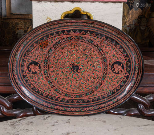 Thai vintage lacquer dish