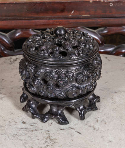 Chinese carved wood censer