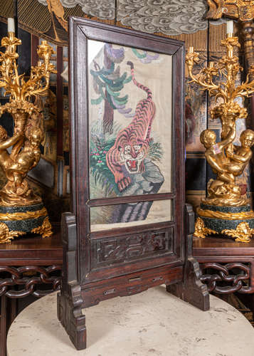 Chinese Antique silk   Screen with wood frame