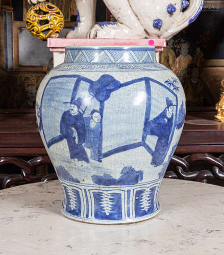 Chinese B&W Porcelain jar