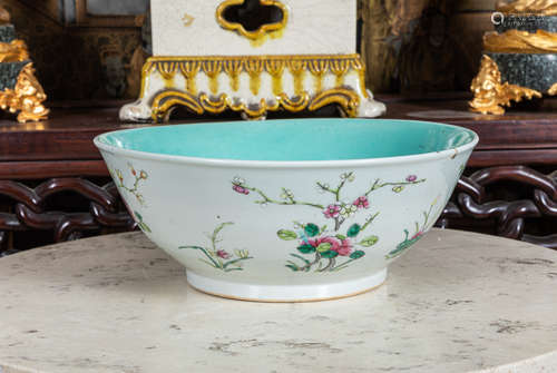 Large Chinese Antique 19th rose famille Porcelain bowl