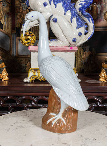 Chinese export white glazed Porcelain crane