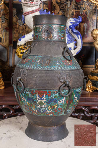 18-19th Japanese antique cloisonne vase