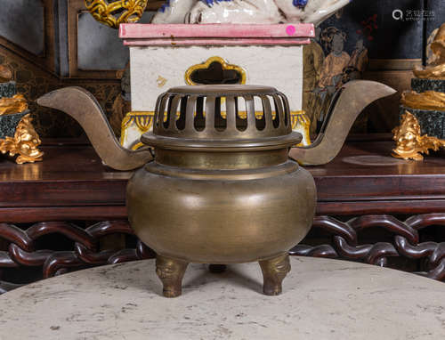 Japanese antique Meiji style bronze censer