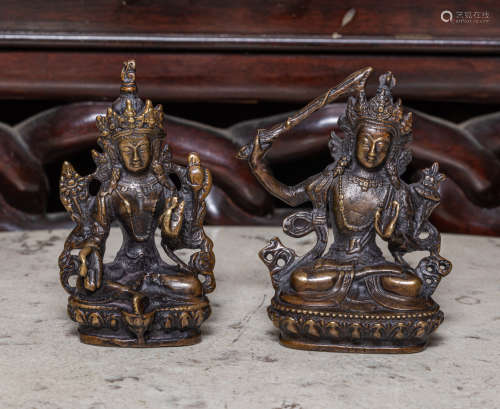 Set of Tibetan Bronze Buddha