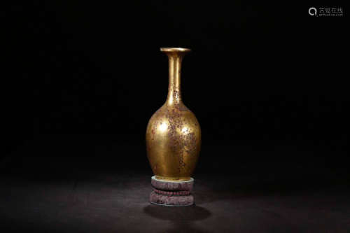 老铜鎏金长颈瓶