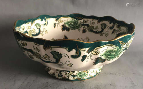 Royal England Masons green & gold floral large bowl