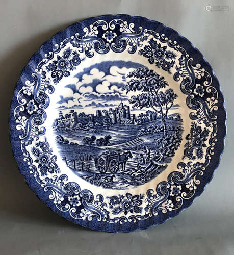 British Anchor England Est 1884 Ironstone Olde Country castles blue & white plate