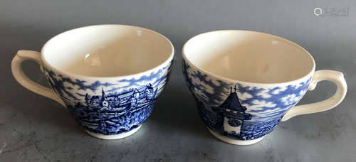 England Broadhurst blue & white tea cup  for 2