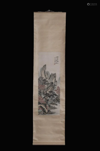 A CHINESE PAPER SCROLL PAINTING,ATTRIBUTE…