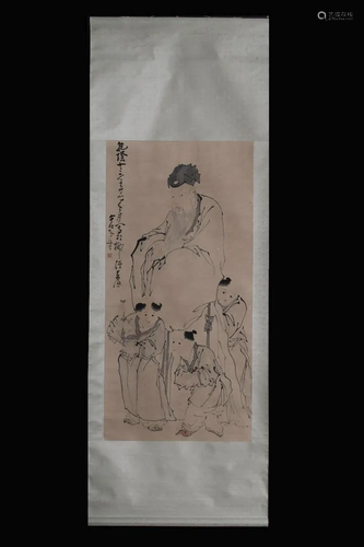 A CHINESE PAPER SCROLL PAINTING,ATTRIBUTE…