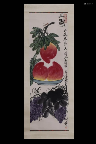 A CHINESE PAPER PAINTING, ATTRIBUTED TO QI…