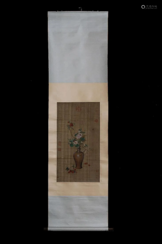 A CHINESE SILK SCROLL PAINTING, ATTRIBUTE…