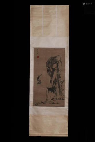 A CHINESE PAPER SCROLL PAINTING,ATTRIBUTE…