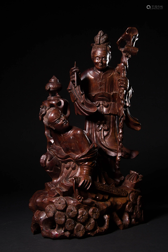 A CHINESE HUANG HUA LI STATUE,QING DYNASTY