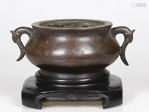 A CHINESE BRONZE CENSER WITH ORIGINAL â€˜…