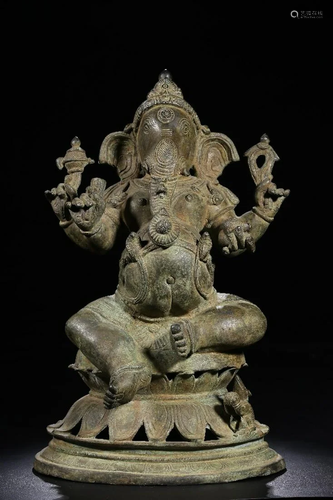 A CHINESE BRONZE FIGURE OF GANESHA, MING…