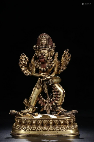 A CHINESE GILT-BRONZE FIGURE OF YAMANT…