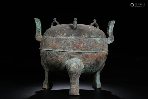 A CHINESE ARCHAIC BRONZE CENSER, WARRING …