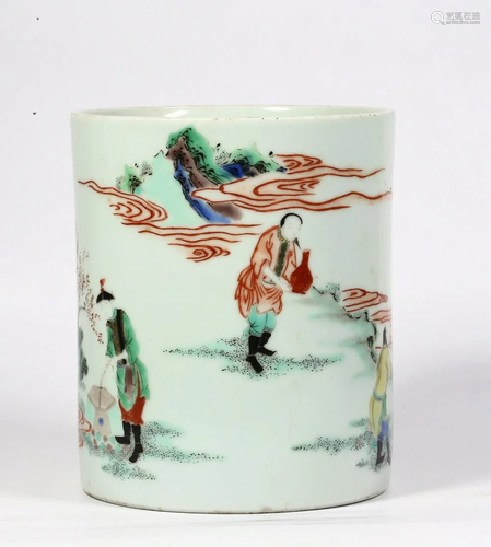 A CHINESE FAMILE VERTE BRUSH POT, KANGXI P…