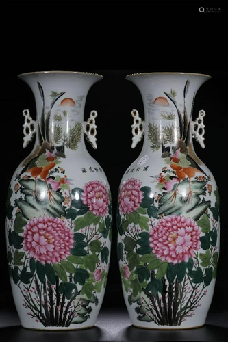 A PAIR OF LARGE CHINESE FAMILLE-ROSE VASES…