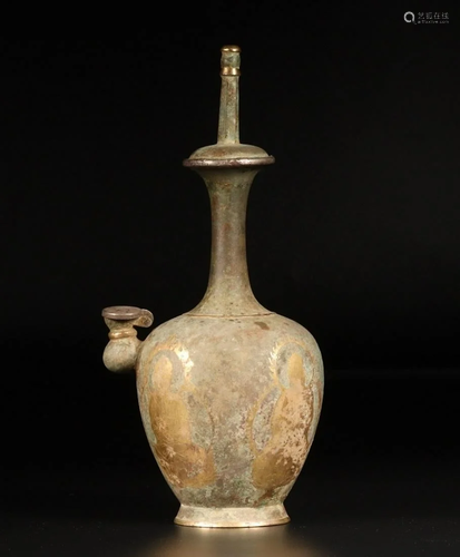 A CHINESE GILT-BRONZE VASE, TANG DYNASTY