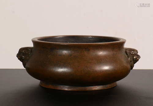 A CHINESE COPPER CENSER WITH MARK,MING D…