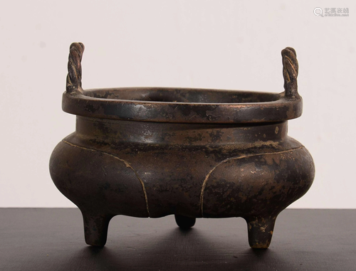 A CHINESE BRONZE TRIPOD CENSER WITH XUAN…