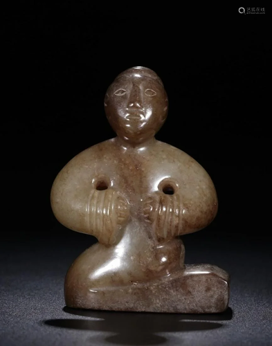 A CHINESE WHITE JADE STATUE,QING DYNASTY