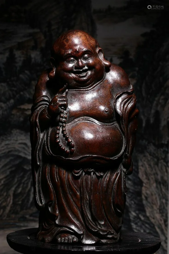 A CHINESE BAMBOO FIGURE OF LUOHAN, QING …